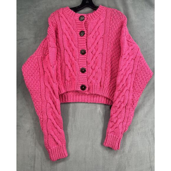 Free People Bonfire Cardi Cardigan Sweater Size X- Small Vacay Pink - Picture 1 of 7